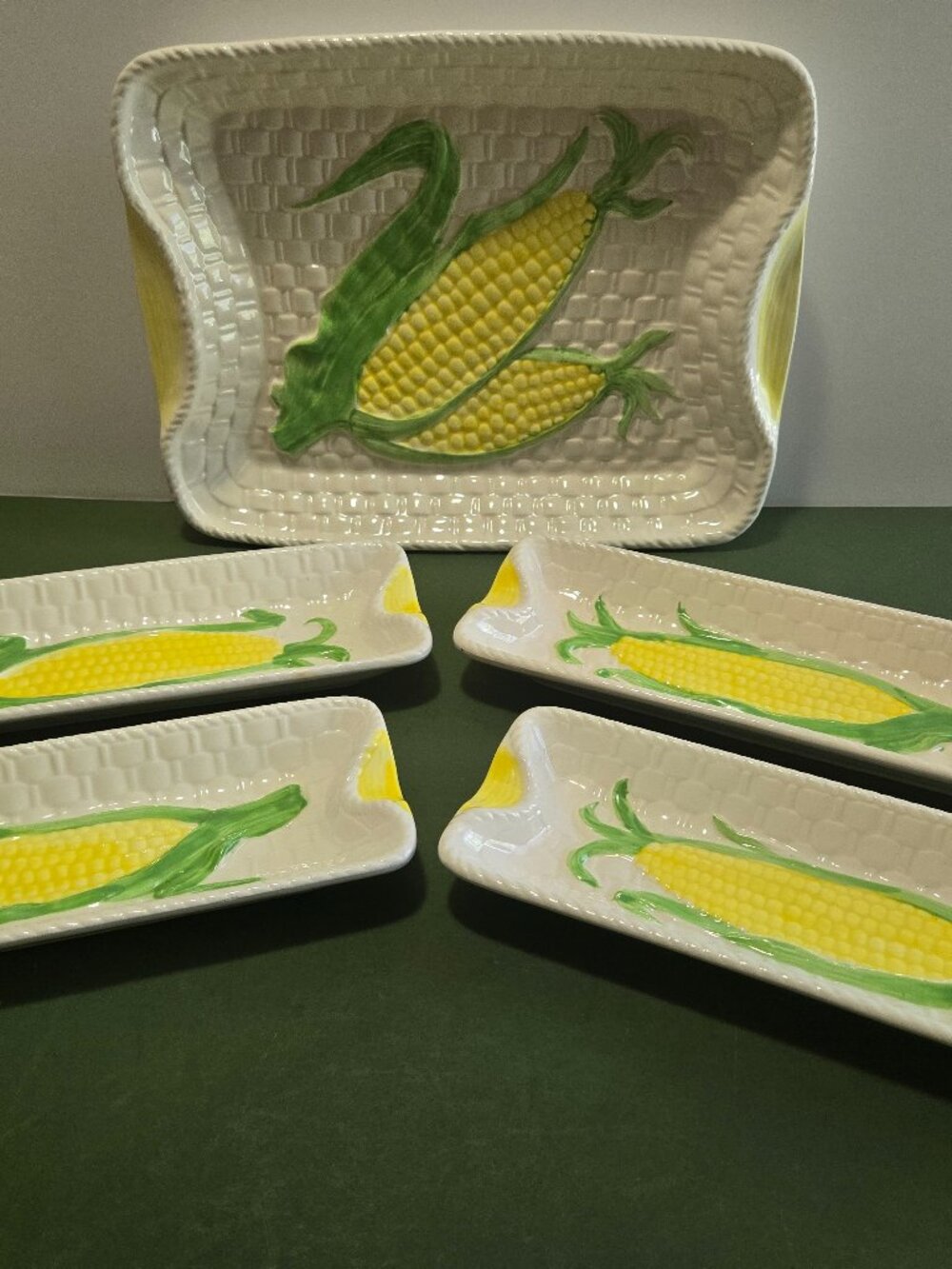 Vintage Ceramic Serving Set for Corn on the Cob